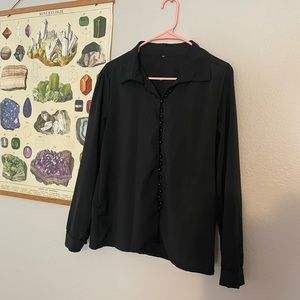 Black silky button up blouse